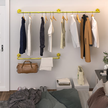 UNICORN Wall Mounted Clothes Rack Golden Black 180cm Pipe Clothes Rack
