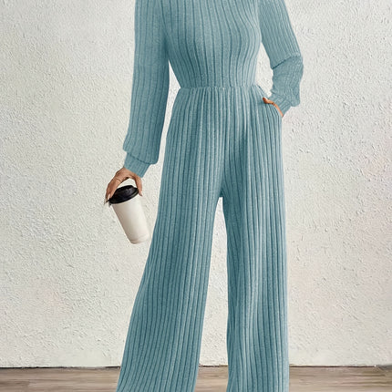 UNICORN High Neck Long Sleeve Versatile Womens Jumpsuit Solid Color s m l xl
