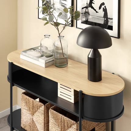 UNICORN Input Console with Storage Wardrobe Black Furniture L110Cm X B39Cm X H76Cm