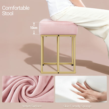 UNICORN Jewelry Storage Cabinet With Mirror And Stool  Pink Stool White And Golden
