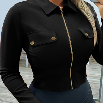 UNICORN Slim-Fit Lapel Zip Casual Solid Long Sleeve Shirt xs s m l xl