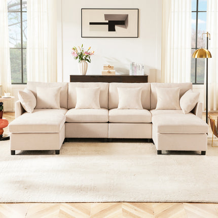 UNICORN Sofa Contemporary Chenille Fabric Sofa for Use in Homes Beige Gray