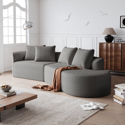 UNICORN Chenille sofa Modern, upholstered, oversized corner sofa, 4-seater, extra deep and wide seating, curved cloud couch with 4 decorative cushions, freely combinable sofa for living room and bedroom