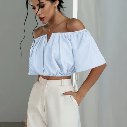UNICORN Off-the-Shoulder Solid Color Short Blouse  Daily Wear, Parties, All-Season xs s m l