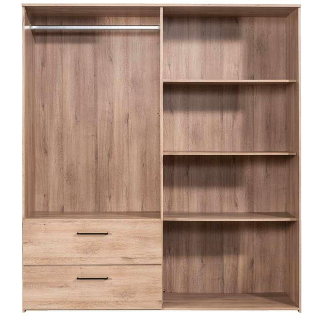 UNICORN Wardrobe country oak brown with mirrors Width 181 cm Depth 58 cm Height 201 cm
