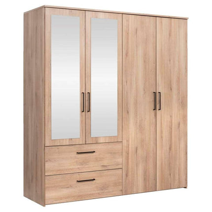 UNICORN Wardrobe country oak brown with mirrors Width 181 cm Depth 58 cm Height 201 cm