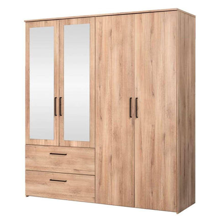 UNICORN Wardrobe country oak brown with mirrors Width 181 cm Depth 58 cm Height 201 cm
