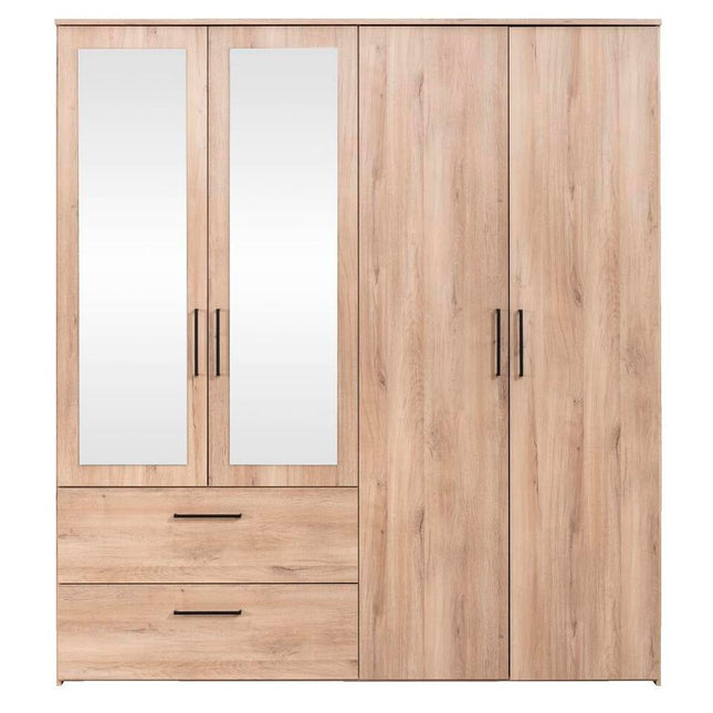 UNICORN Wardrobe country oak brown with mirrors Width 181 cm Depth 58 cm Height 201 cm