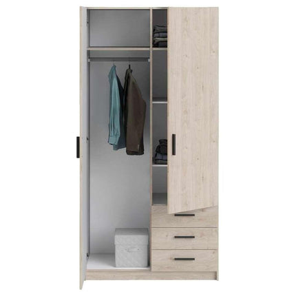 UNICORN Wardrobe modern dark gray oak brown white Width 98.5 cm Depth 50 cm Height 200 cm