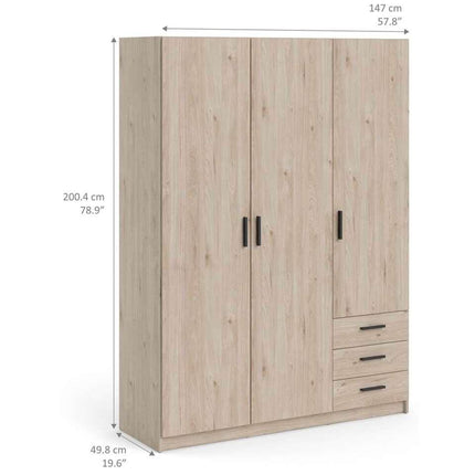 UNICORN Wardrobe modern anthracite dark gray white oak brown Width 57.8 cm Depth 49.8 cm Height 200.4 cm