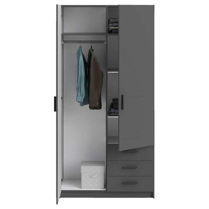 UNICORN Wardrobe modern dark gray oak brown white Width 98.5 cm Depth 50 cm Height 200 cm