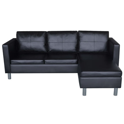 UNICORN Three-Seater L-Shaped Modular Faux Leather Black Bench Sofa Set