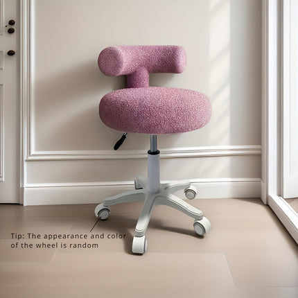 UNICORN Gray Blue Pink Rolling Stool with Lamb&apos Fleece Seat Cushion