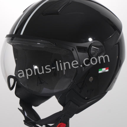 Scooter bromfiets zomerhelm jet helm vito moda roof boxer glans zwart x zwarte voering maten xs s m l xl xxl | Scooterhelm