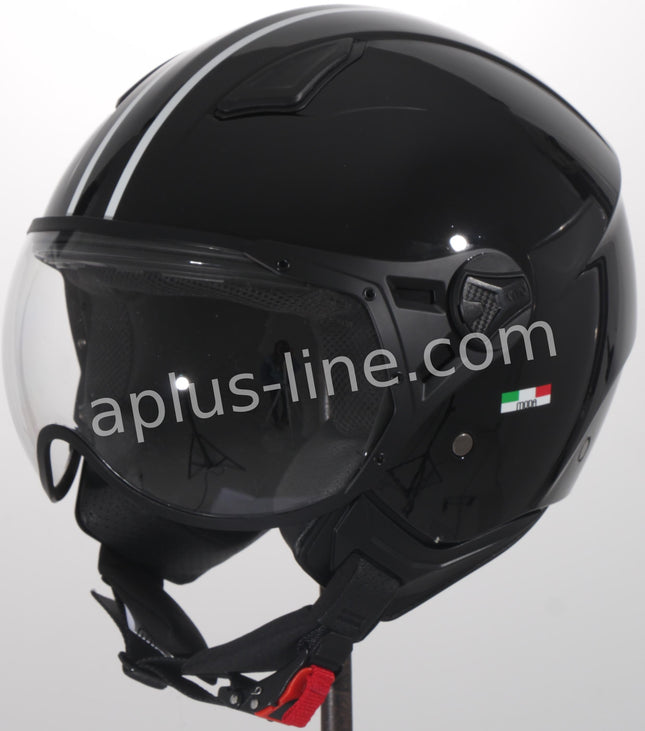 Scooter bromfiets zomerhelm jet helm vito moda roof boxer glans zwart x zwarte voering maten xs s m l xl xxl | Scooterhelm
