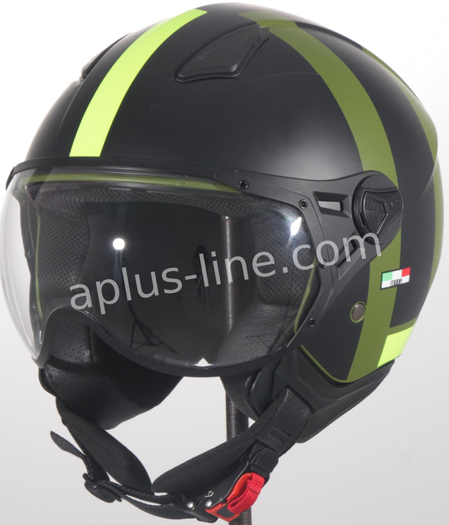 Scooter bromfiets zomerhelm jet helm vito roof boxer moda mat groen zwart blauw wit maten xs s m l xxl | Scooterhelm