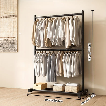 UNICORN Declaration Modern Double Tier Clothing Rack with Wheels golden black white