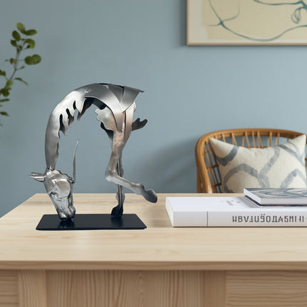 UNICORN Handcrafted Metal Horse Statue, Unique Decorative Piece for Desk Gold Silver