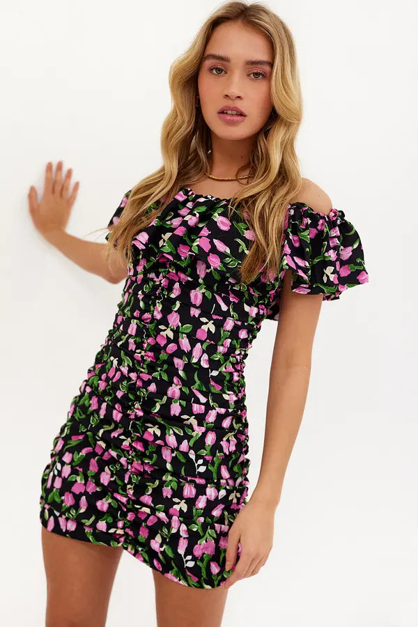 UNICORN Women's dress black pink floral xs s m l