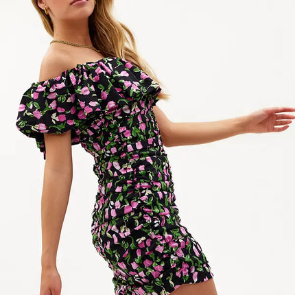 UNICORN Women's dress black pink floral xs s m l