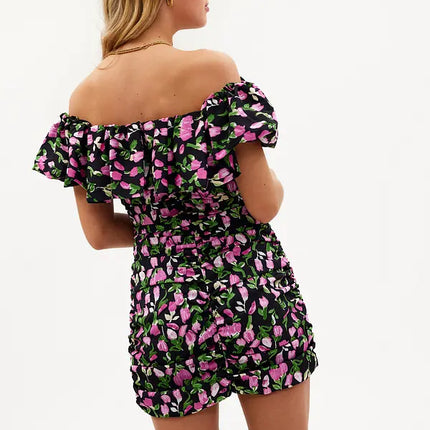 UNICORN Women's dress black pink floral xs s m l