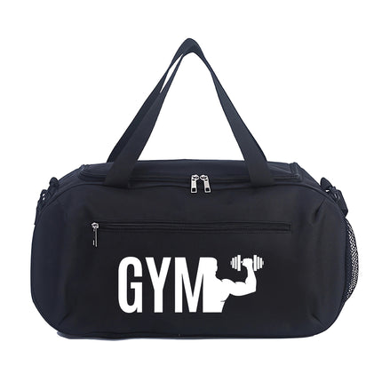 UNICORN GYM Fitness Theme Print Duffel Bag Large Capacity White Black Blue