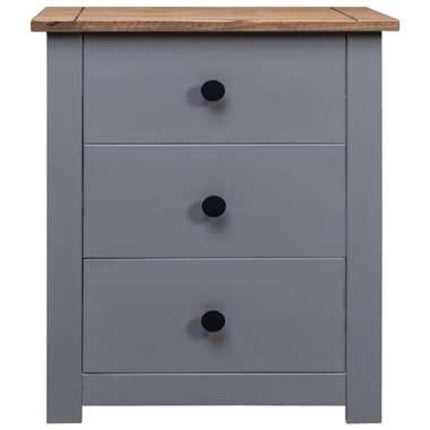 Nachtkastje slaapkamermeubel massief grenenhout grijs bruin Breedte 46 cm Diepte 40 cm Hoogte 57 cm