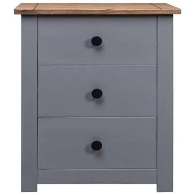 Nachtkastje slaapkamermeubel massief grenenhout grijs bruin Breedte 46 cm Diepte 40 cm Hoogte 57 cm