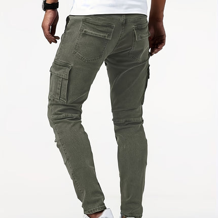 UNICORN Men's Slim Fit Multi-Color Cargo Jeans - Side Zipper Pockets xs s m l xl xxl xxxl