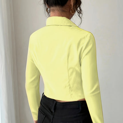 UNICORN Slim-Fit Lapel Zip Casual Solid Long Sleeve Shirt xs s m l xl