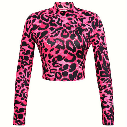 UNICORN Cross-Border Pink Leopard Print Long-Sleeve Women T-Shirt xs s m l xl xxl