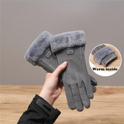 UNICORN Women's Glove Cover, Winter Warm Outdoor Gloves Black beige