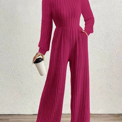 UNICORN High Neck Long Sleeve Versatile Womens Jumpsuit Solid Color s m l xl