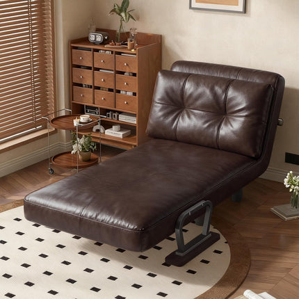 UNICORN 1 Seater Sofa Bed Removable Faux Leather Cushion Sepia Green Gray Black White