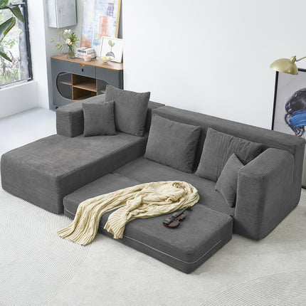 UNICORN L-Shaped Convertible Floor Sofa Bed Black Gray Green Orange Off White