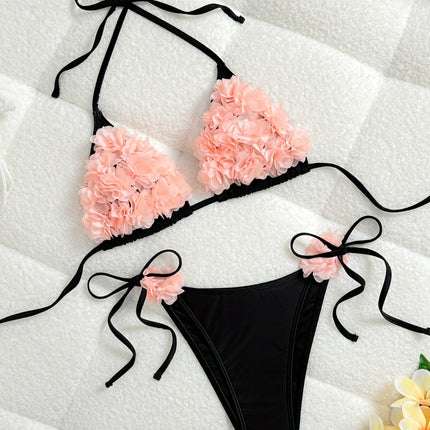 UNICORN Pink 3D Floral Solid Color Sexy Bikini Swimsuit for Women European Style s m l