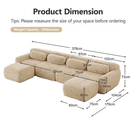 UNICORN U-shaped Modular Sofa Freely Combinable Khaki