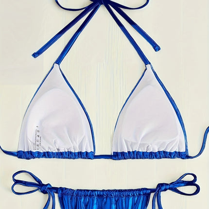 UNICORN Highend Glossy Metallic Sexy Bikini with Halter Neck Triangle s m l xl