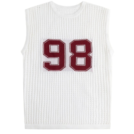 UNICORN Men'S Summer Hollowed-Out Knitted Vest with a Number Pattern s m l xl xxl