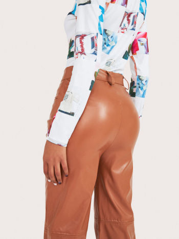 UNICORN Women's trousers imitation leather brown xs s m l xl