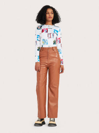 UNICORN Women's trousers imitation leather brown xs s m l xl