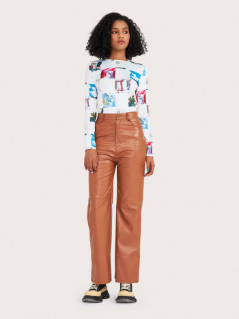 UNICORN Women's trousers imitation leather brown xs s m l xl