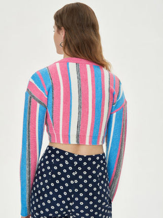 UNICORN Women's shirt top striped pink blue s m l xl