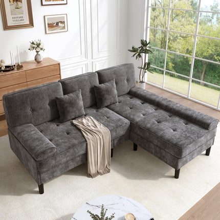 UNICORN L-shaped Corner Sofa Three-seat Multi-functional Chaise Lounge Gray Beige