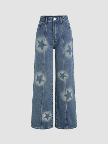UNICORN Women's jeans stars print blue xs s m l xl