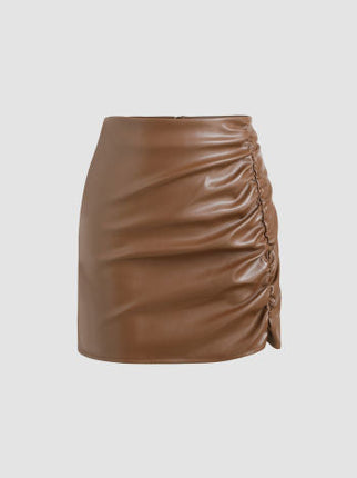 UNICORN Women's leather skirt brown beige black xs s m l xl