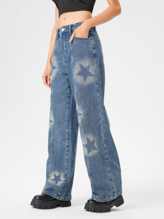 UNICORN Women's jeans stars print blue xs s m l xl