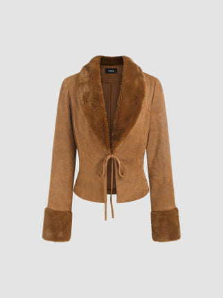 UNICORN Women's coat fur leather brown xs s m l xl