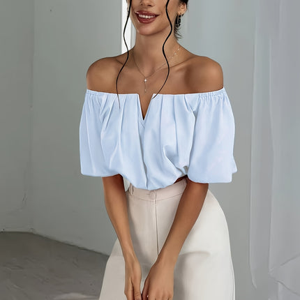 UNICORN Off-the-Shoulder Solid Color Short Blouse  Daily Wear, Parties, All-Season xs s m l