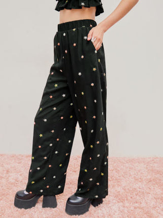 UNICORN Women's pants black floral print s m l